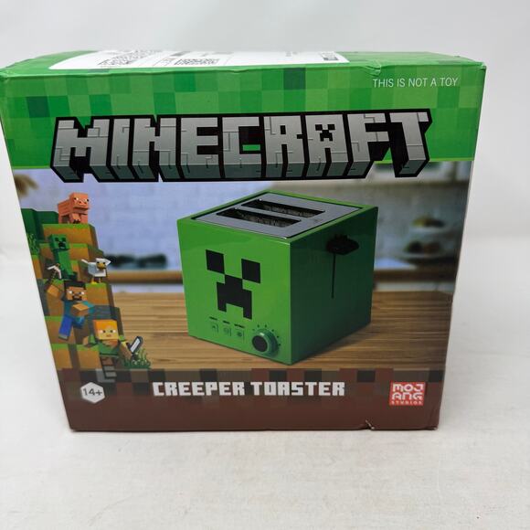 Minecraft Creeper Toaster Green Two-Slice Digital Control Gamer Kitchen - Picture 6 of 11
